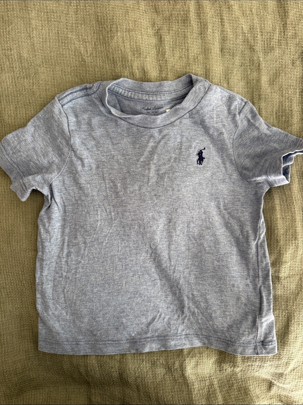 Ralph Lauren Blue Gray Toddler Polo Player Tee - Navy Logo